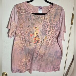 Disney Tigger Plus Size 3X Women's Pink Short Sleeve Top